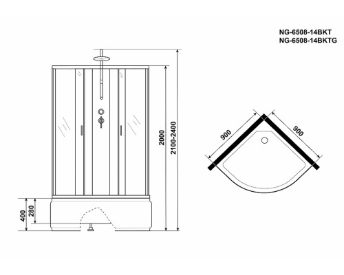 Душевая кабина Niagara Classic 90x90 NG-6508-14BKT без гидромассажа