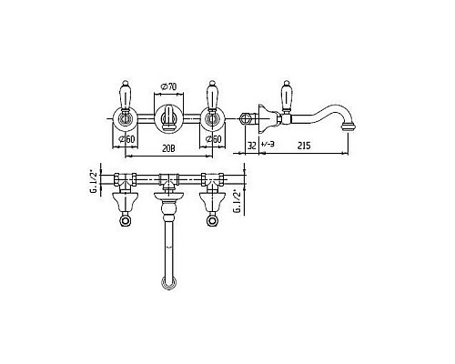 Встраиваемый смеситель Cezares FIRST-BLS1-03/24-Bi
