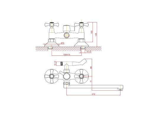 Смеситель для ванны Cron CN2142 Хром