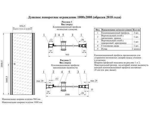 Душевая дверь в нишу Radomir 100 1-10-2-0-0-1410 профиль Хром стекло прозрачное