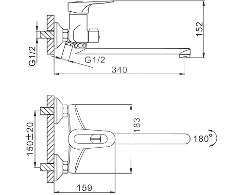Смеситель для ванны Frap H220 F22004 универсальный Хром