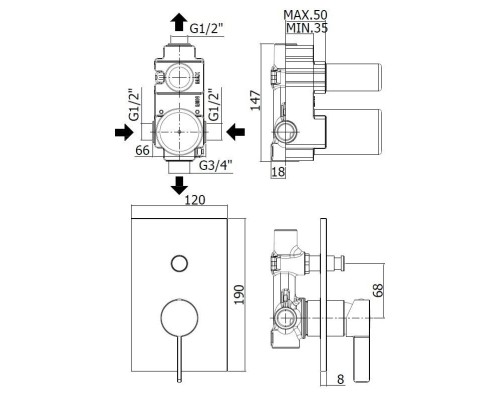 Смеситель для душа Paffoni Rock RO015CR