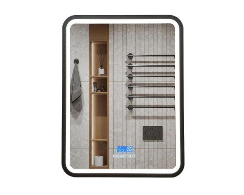 Зеркало Art&Max Genova AM-Gen-600-800-S-F-MFP с подсветкой с музыкальным блоком Черное