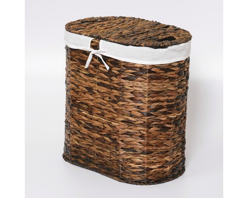 Корзина для белья WasserKRAFT Dill WB-611-L с крышкой Темно-коричневая