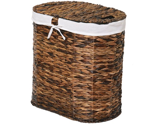 Корзина для белья WasserKRAFT Dill WB-611-L с крышкой Темно-коричневая