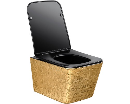 Унитаз Vincea Q-Line VT1-12G1B подвесной Черный Золотой с сиденьем Микролифт