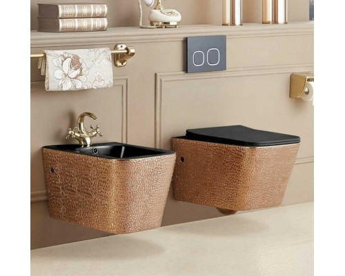 Унитаз Vincea Q-Line VT1-12G1B подвесной Черный Золотой с сиденьем Микролифт