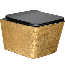 Унитаз Vincea Q-Line VT1-12G1B подвесной Черный Золотой с сиденьем Микролифт