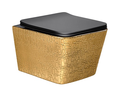 Унитаз Vincea Q-Line VT1-12G1B подвесной Черный Золотой с сиденьем Микролифт