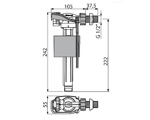 Наливная арматура Alcaplast A150-1/2 с боковой подводкой