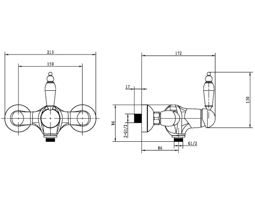 Смеситель для душа Boheme Murano 284-MR-W Золото