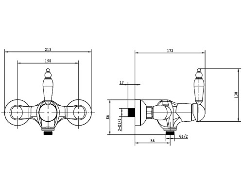 Смеситель для душа Boheme Murano 284-MR-W Золото