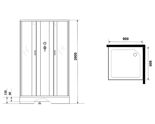 Душевая кабина Niagara Classic 90х90 NG-1101-14BKG с гидромассажем