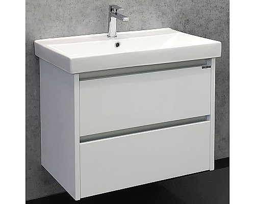 Тумба с раковиной Comforty Дублин 75 00004137103 подвесная Белый глянец
