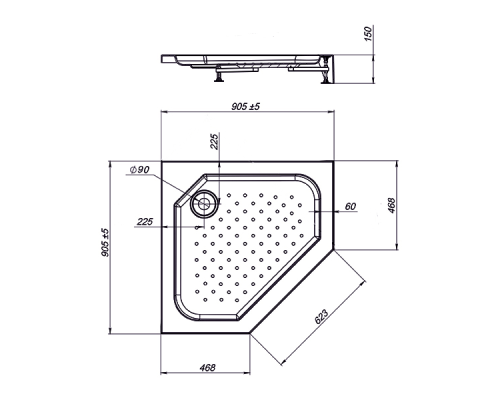 Акриловый поддон для душа Vincea 90x90 Белый, арт