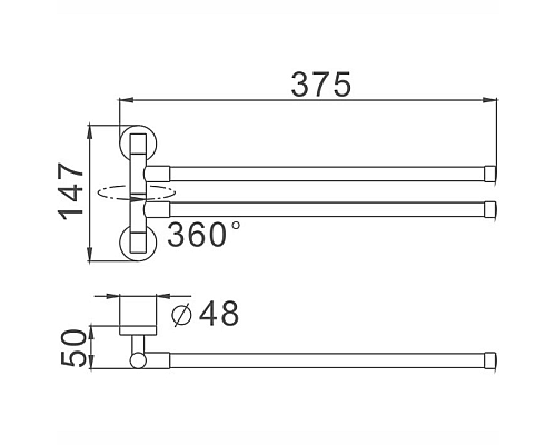 Полотенцедержатель Haiba HB8712 поворотный Черный