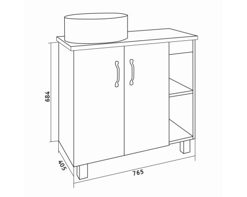 Тумба под раковину Grossman Флай 80 108002 Дуб сонома Серая
