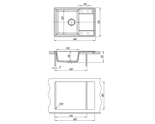 Кухонная мойка Lemark Imandra 640 9910019 Антрацит