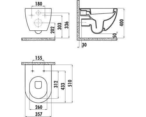 Унитаз Creavit Free FE322-11BM00E-0000 подвесной Базальт без сиденья