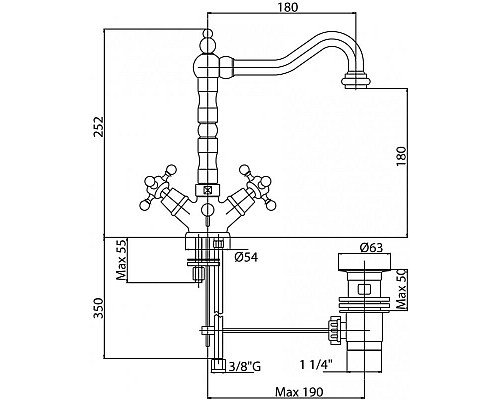Смеситель для биде Cezares RETRO-C-BS2-BLC