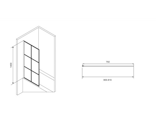 Шторка на ванну Abber Immer Offen 80x140 AG72080B профиль Черный стекло прозрачное