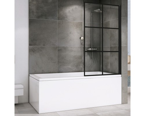 Шторка на ванну Abber Immer Offen 80x140 AG72080B профиль Черный стекло прозрачное