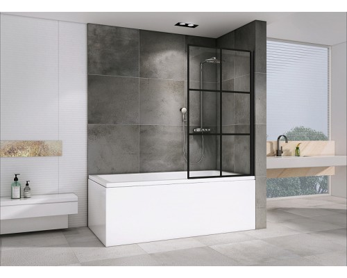 Шторка на ванну Abber Immer Offen 80x140 AG72080B профиль Черный стекло прозрачное