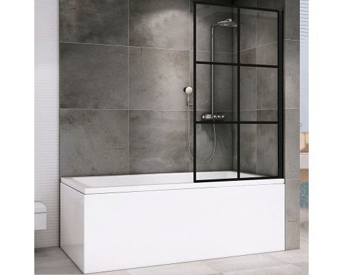 Шторка на ванну Abber Immer Offen 80x140 AG72080B профиль Черный стекло прозрачное