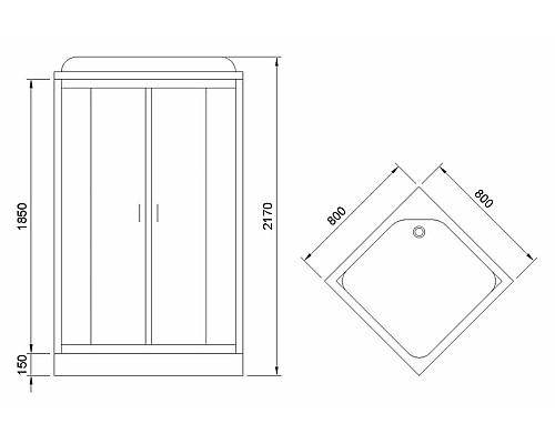 Душевая кабина Royal Bath 80x80 RB80HP1-T без гидромассажа