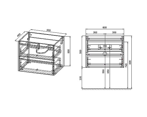 Тумба под раковину Vincea Gio 60 VMC-2G600NO подвесная N.Oak