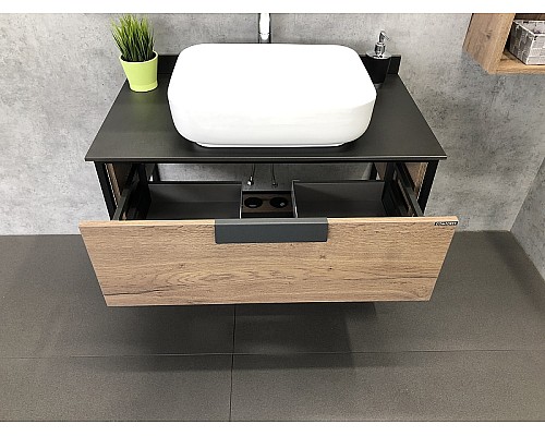 Тумба с раковиной Comforty Кельн 90 00004149965 подвесная Дуб темный