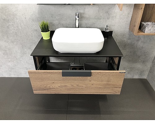 Тумба с раковиной Comforty Кельн 90 00004149965 подвесная Дуб темный