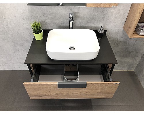 Тумба с раковиной Comforty Кельн 90 00004149965 подвесная Дуб темный