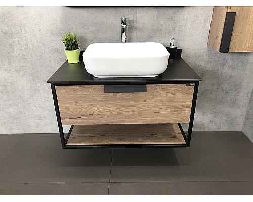 Тумба с раковиной Comforty Кельн 90 00004149965 подвесная Дуб темный