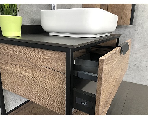 Тумба с раковиной Comforty Кельн 90 00004149965 подвесная Дуб темный
