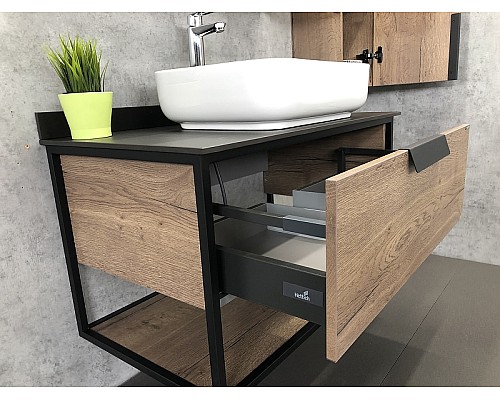 Тумба с раковиной Comforty Кельн 90 00004149965 подвесная Дуб темный