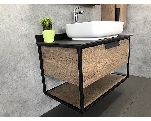 Тумба с раковиной Comforty Кельн 90 00004149965 подвесная Дуб темный