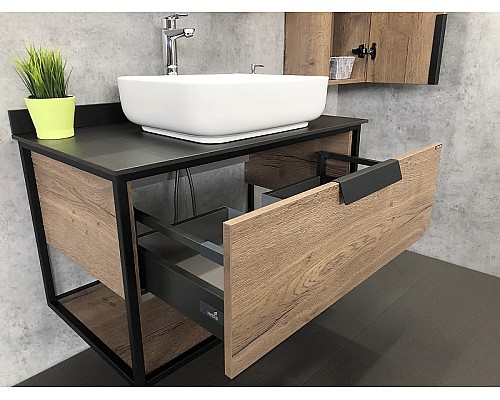 Тумба с раковиной Comforty Кельн 90 00004149965 подвесная Дуб темный