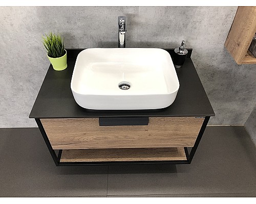 Тумба с раковиной Comforty Кельн 90 00004149965 подвесная Дуб темный