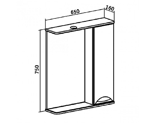 Зеркальный шкаф Runo Барселона 65 00000001036 правый