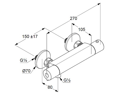 Смеситель для душа Kludi Basic 350020538 с термостатом Хром