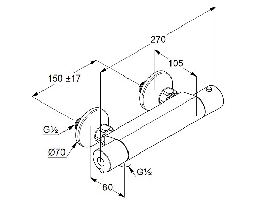 Смеситель для душа Kludi Basic 350020538 с термостатом Хром