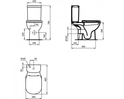 Унитаз компакт Ideal Standard Tempo T331201 без бачка и сиденья