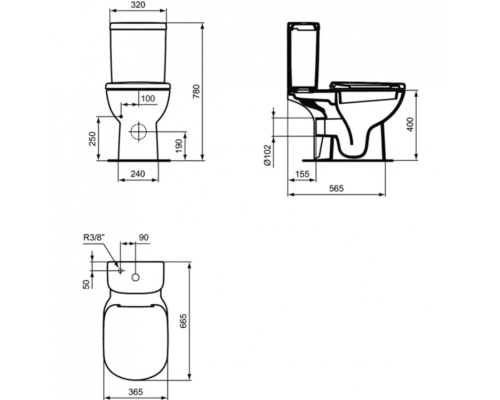 Унитаз компакт Ideal Standard Tempo T331201 без бачка и сиденья