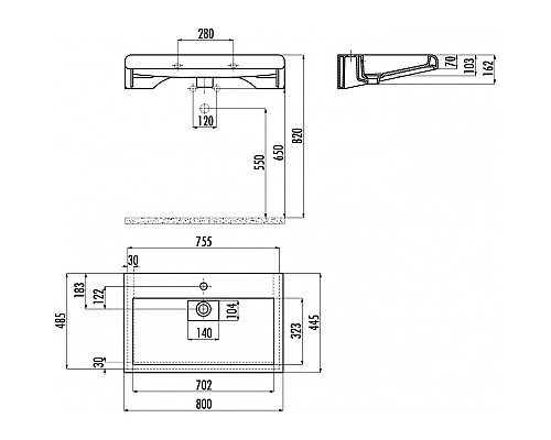 Раковина Creavit Epic 80 EP080-00CB00E-0000 Белая