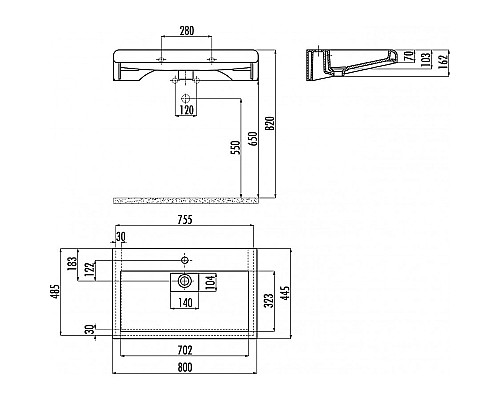 Раковина Creavit Epic 80 EP080-00CB00E-0000 Белая