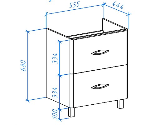 Тумба под раковину Bellezza Джела 60 4639809110014 2 ящика Белая