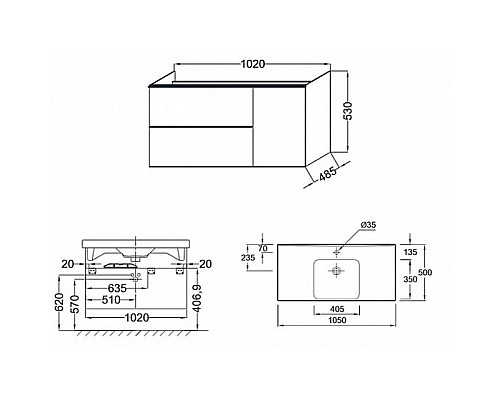 Тумба под раковину Jacob Delafon Odeon Up 100 EB891-N14 подвесная Серый антрацит