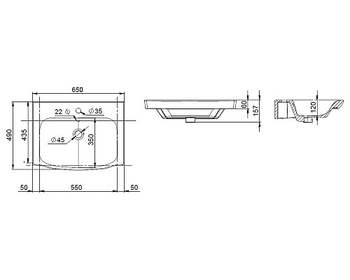 Раковина мебельная AM.PM Like M80WCC0652WG 650 мм