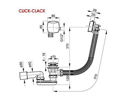 Сточный комплект для ванн Ravak хром квадратный X01438